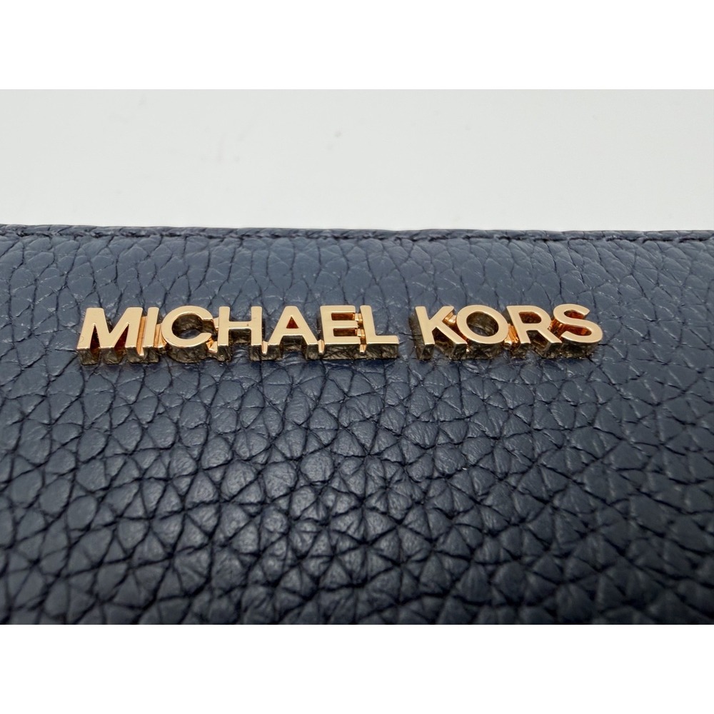 NWT Michael Kors Jet Set Large Travel Continental Wallet Leather Navy - Picture 3 of 7